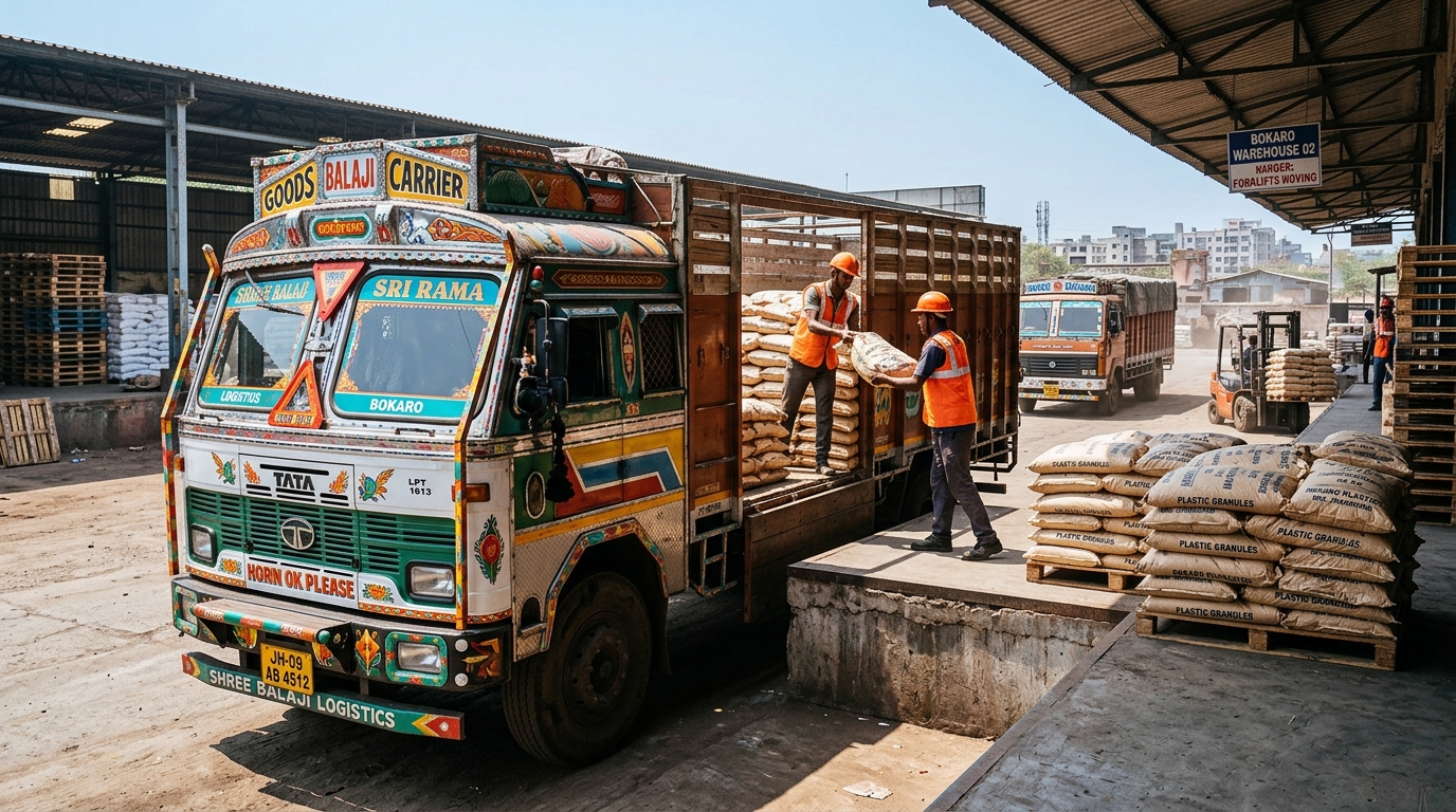 Tata Truck with JH-09 Plates Loading at Bokaro Warehouse
